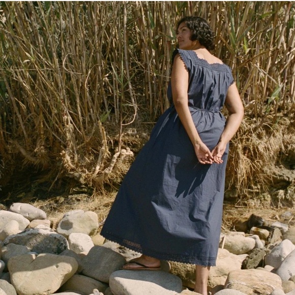 DOEN Saison Broderie Anglaise-trimmed Organic Cotton-poplin Midi Dress  XXS - Picture 15 of 15